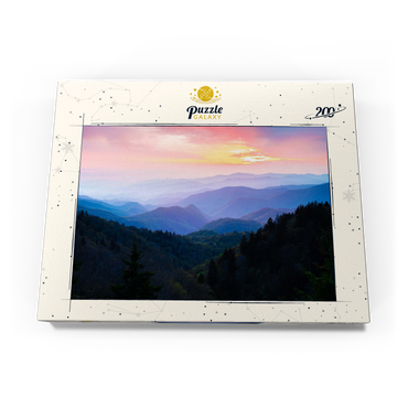Darstellung des Puzzle Motivs Sunrise Over Smoky Mountain Ranges 200 Puzzle Schachtel Ansicht3