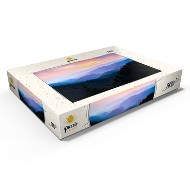 Darstellung des Puzzle Motivs Sunrise Over Smoky Mountain Ranges 500 Puzzle Schachtel Ansicht1