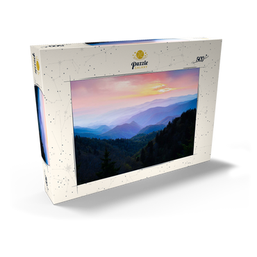 Darstellung des Puzzle Motivs Sunrise Over Smoky Mountain Ranges 500 Puzzle Schachtel Ansicht2