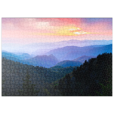 Darstellung des Puzzle Motivs puzzleplate Sunrise Over Smoky Mountain Ranges 500 Puzzle