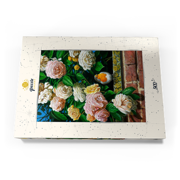 Darstellung des Puzzle Motivs European Robin Among Blooming Roses 500 Puzzle Schachtel Ansicht3