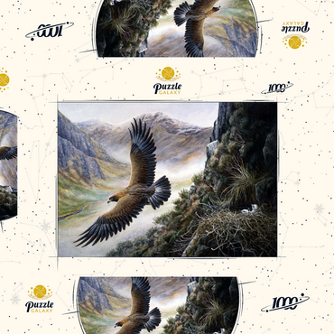 Darstellung des Puzzle Motivs Golden Eagle Soaring Over Mountain Nest 1000 Puzzle Schachtel 3D Modell