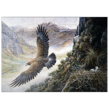 Darstellung des Puzzle Motivs puzzleplate Golden Eagle Soaring Over Mountain Nest 100 Puzzle