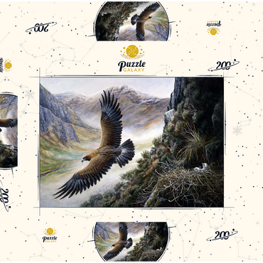 Darstellung des Puzzle Motivs Golden Eagle Soaring Over Mountain Nest 200 Puzzle Schachtel 3D Modell