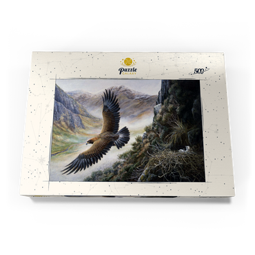 Darstellung des Puzzle Motivs Golden Eagle Soaring Over Mountain Nest 500 Puzzle Schachtel Ansicht3