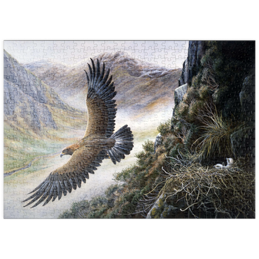 Darstellung des Puzzle Motivs puzzleplate Golden Eagle Soaring Over Mountain Nest 500 Puzzle