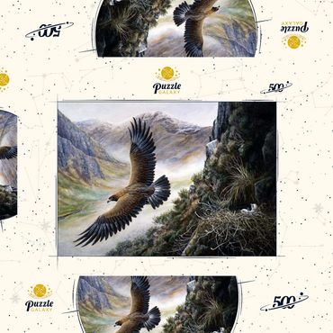 Darstellung des Puzzle Motivs Golden Eagle Soaring Over Mountain Nest 500 Puzzle Schachtel 3D Modell