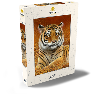 Darstellung des Puzzle Motivs Majestic Bengal Tiger in Golden Grass 1000 Puzzle Schachtel Ansicht2