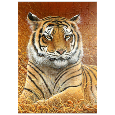 Darstellung des Puzzle Motivs puzzleplate Majestic Bengal Tiger in Golden Grass 100 Puzzle