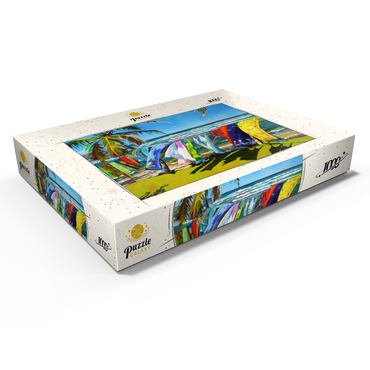 Darstellung des Puzzle Motivs Tropical Breeze and Vibrant Fabrics 1000 Puzzle Schachtel Ansicht1