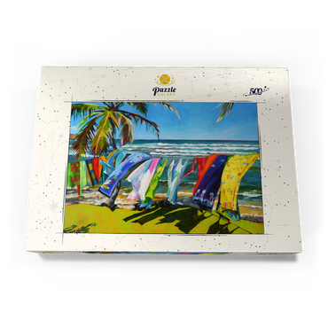 Darstellung des Puzzle Motivs Tropical Breeze and Vibrant Fabrics 500 Puzzle Schachtel Ansicht3