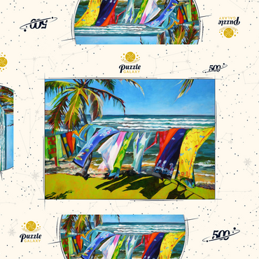 Darstellung des Puzzle Motivs Tropical Breeze and Vibrant Fabrics 500 Puzzle Schachtel 3D Modell