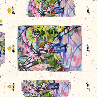 Darstellung des Puzzle Motivs Couple Strolling Under Blossoming Trees 1000 Puzzle Schachtel 3D Modell