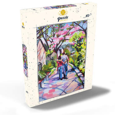 Darstellung des Puzzle Motivs Couple Strolling Under Blossoming Trees 100 Puzzle Schachtel Ansicht2