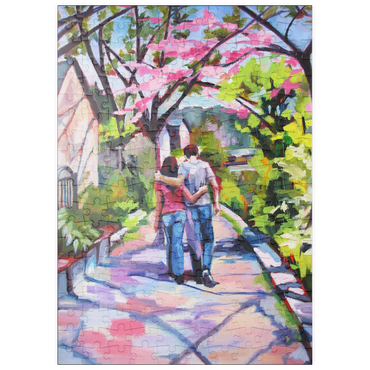 Darstellung des Puzzle Motivs puzzleplate Couple Strolling Under Blossoming Trees 200 Puzzle