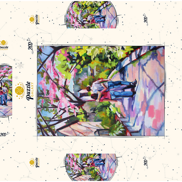 Darstellung des Puzzle Motivs Couple Strolling Under Blossoming Trees 200 Puzzle Schachtel 3D Modell