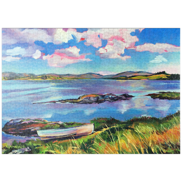 Darstellung des Puzzle Motivs puzzleplate Tranquil Lakeside with Rowboat 1000 Puzzle