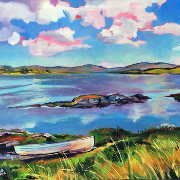 Darstellung des Puzzle Motivs Tranquil Lakeside with Rowboat 100 Puzzle 3D Modell