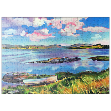 Darstellung des Puzzle Motivs puzzleplate Tranquil Lakeside with Rowboat 200 Puzzle