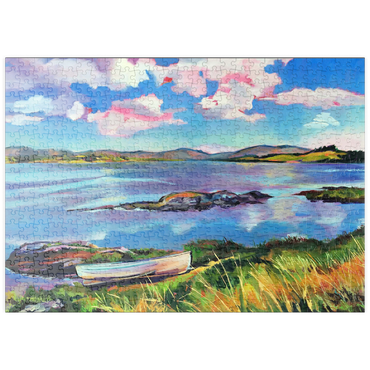 Darstellung des Puzzle Motivs puzzleplate Tranquil Lakeside with Rowboat 500 Puzzle