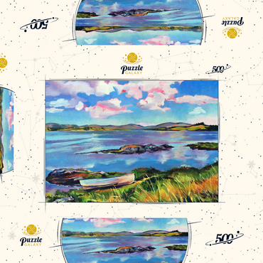 Darstellung des Puzzle Motivs Tranquil Lakeside with Rowboat 500 Puzzle Schachtel 3D Modell