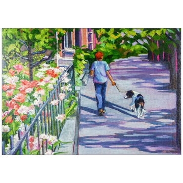 Darstellung des Puzzle Motivs puzzleplate Morning Walk with Blooming Flowers 1000 Puzzle