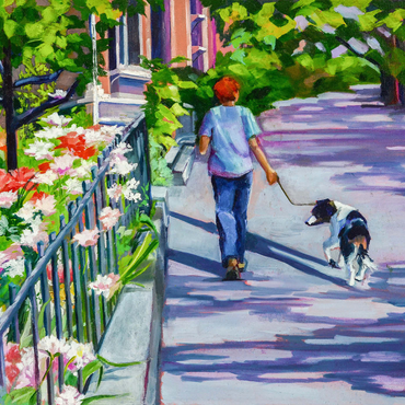 Darstellung des Puzzle Motivs Morning Walk with Blooming Flowers 1000 Puzzle 3D Modell