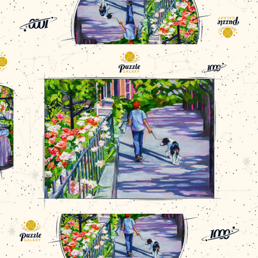 Darstellung des Puzzle Motivs Morning Walk with Blooming Flowers 1000 Puzzle Schachtel 3D Modell