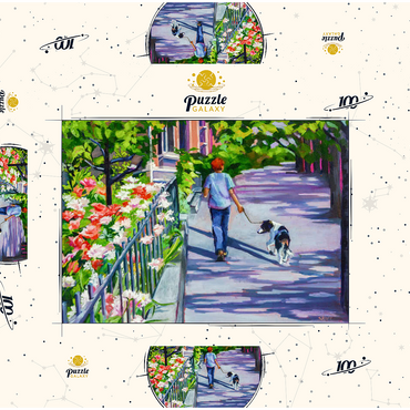 Darstellung des Puzzle Motivs Morning Walk with Blooming Flowers 100 Puzzle Schachtel 3D Modell