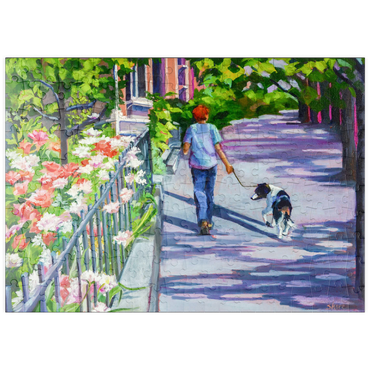 Darstellung des Puzzle Motivs puzzleplate Morning Walk with Blooming Flowers 200 Puzzle