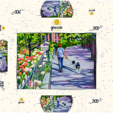 Darstellung des Puzzle Motivs Morning Walk with Blooming Flowers 200 Puzzle Schachtel 3D Modell