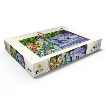 Darstellung des Puzzle Motivs Morning Walk with Blooming Flowers 500 Puzzle Schachtel Ansicht1