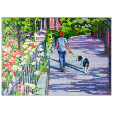Darstellung des Puzzle Motivs puzzleplate Morning Walk with Blooming Flowers 500 Puzzle