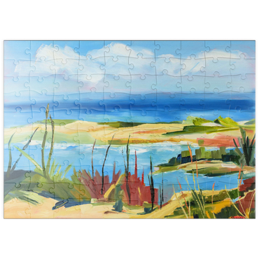 Darstellung des Puzzle Motivs puzzleplate Coastal Landscape in Vibrant Abstract Style 100 Puzzle