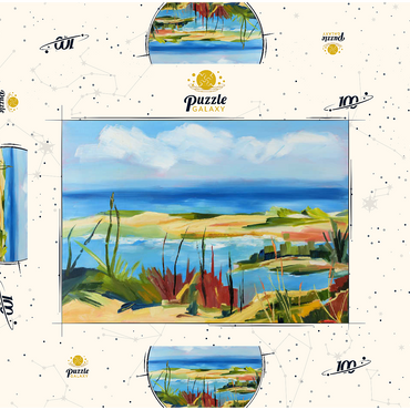 Darstellung des Puzzle Motivs Coastal Landscape in Vibrant Abstract Style 100 Puzzle Schachtel 3D Modell