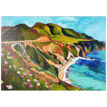 Darstellung des Puzzle Motivs puzzleplate Big Sur Coastal View with Bridge 1000 Puzzle