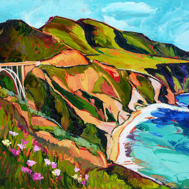 Darstellung des Puzzle Motivs Big Sur Coastal View with Bridge 1000 Puzzle 3D Modell