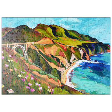 Darstellung des Puzzle Motivs puzzleplate Big Sur Coastal View with Bridge 200 Puzzle