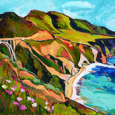 Darstellung des Puzzle Motivs Big Sur Coastal View with Bridge 200 Puzzle 3D Modell