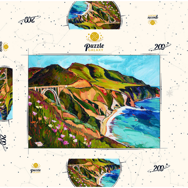 Darstellung des Puzzle Motivs Big Sur Coastal View with Bridge 200 Puzzle Schachtel 3D Modell