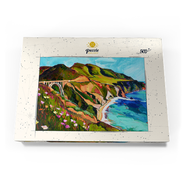 Darstellung des Puzzle Motivs Big Sur Coastal View with Bridge 500 Puzzle Schachtel Ansicht3