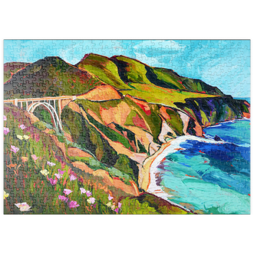 Darstellung des Puzzle Motivs puzzleplate Big Sur Coastal View with Bridge 500 Puzzle