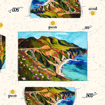 Darstellung des Puzzle Motivs Big Sur Coastal View with Bridge 500 Puzzle Schachtel 3D Modell