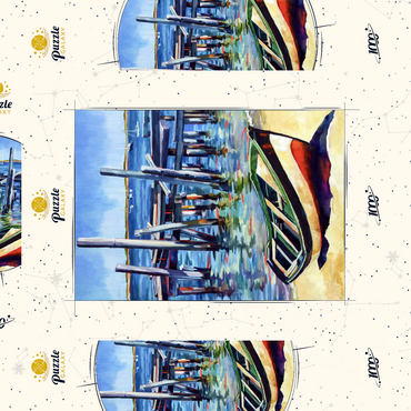 Darstellung des Puzzle Motivs Rustic Rowboat on Tranquil Shore 1000 Puzzle Schachtel 3D Modell