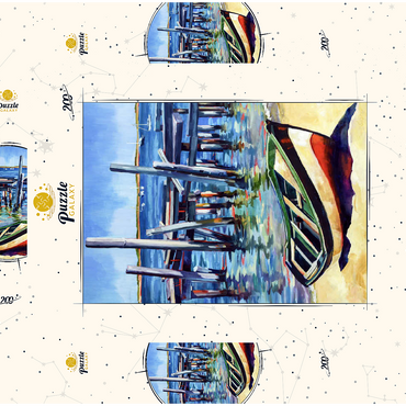 Darstellung des Puzzle Motivs Rustic Rowboat on Tranquil Shore 200 Puzzle Schachtel 3D Modell