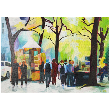 Darstellung des Puzzle Motivs puzzleplate Lively Park Scene with Vibrant Colors 1000 Puzzle