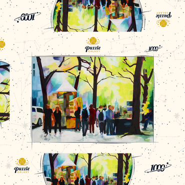 Darstellung des Puzzle Motivs Lively Park Scene with Vibrant Colors 1000 Puzzle Schachtel 3D Modell
