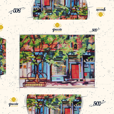 Darstellung des Puzzle Motivs Charming Urban Street Scene 500 Puzzle Schachtel 3D Modell