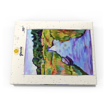 Darstellung des Puzzle Motivs Vibrant River Landscape with Boat 200 Puzzle Schachtel Ansicht3