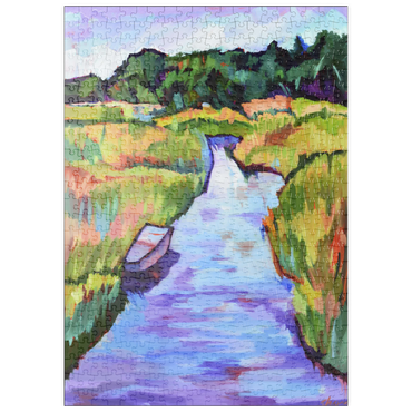 Darstellung des Puzzle Motivs puzzleplate Vibrant River Landscape with Boat 500 Puzzle